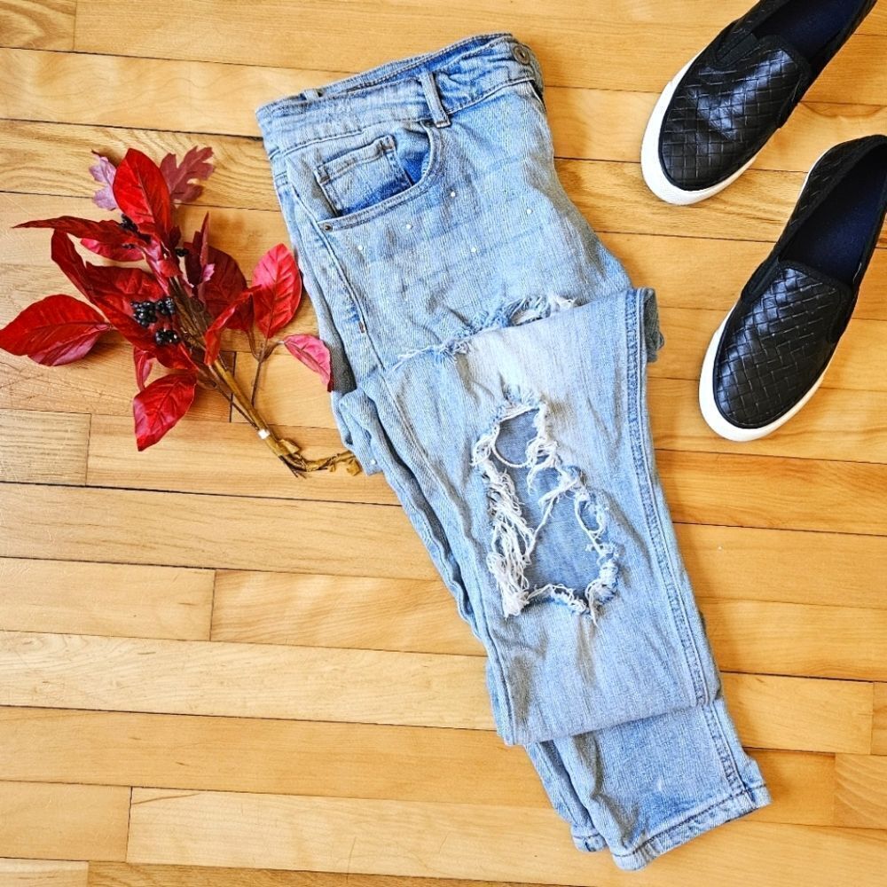 Vanilla Star Mid Rise Skinny embellished jeans